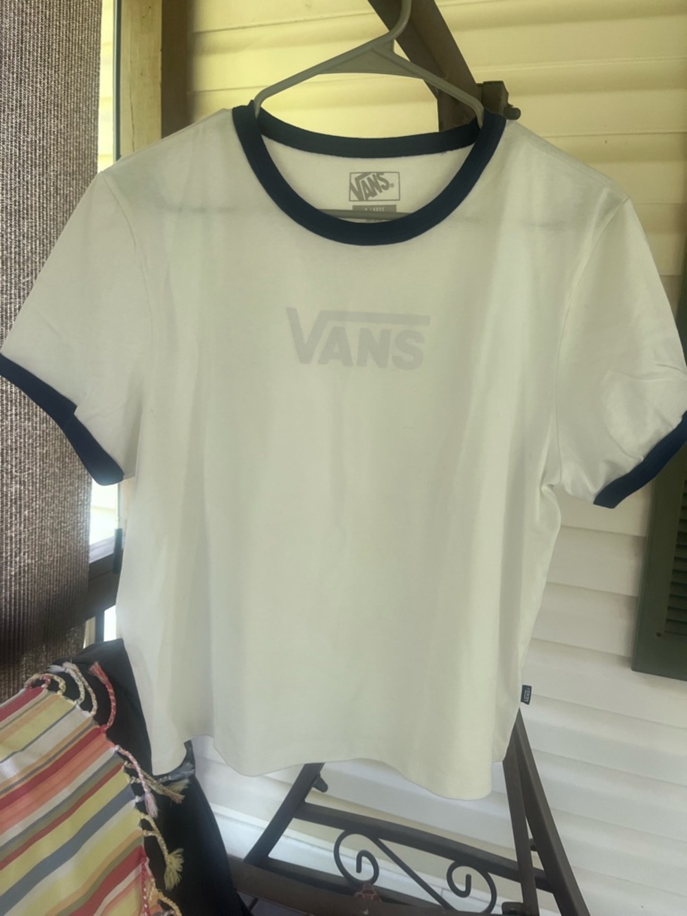 Vans White Tee with Navy Ringer Collar